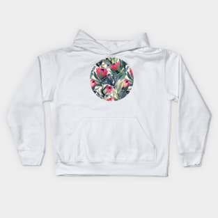 Painted Protea Pattern Kids Hoodie